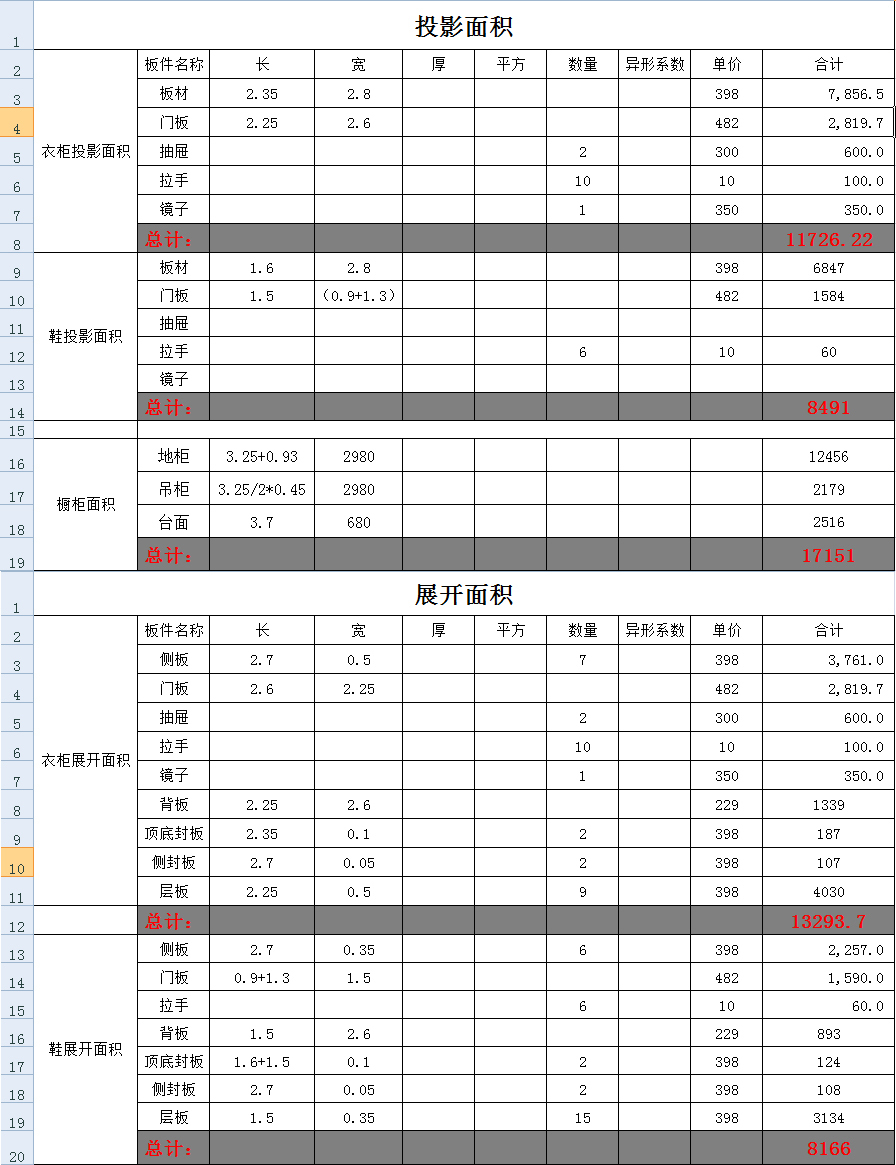 绘制量房图 , 制作报价表格