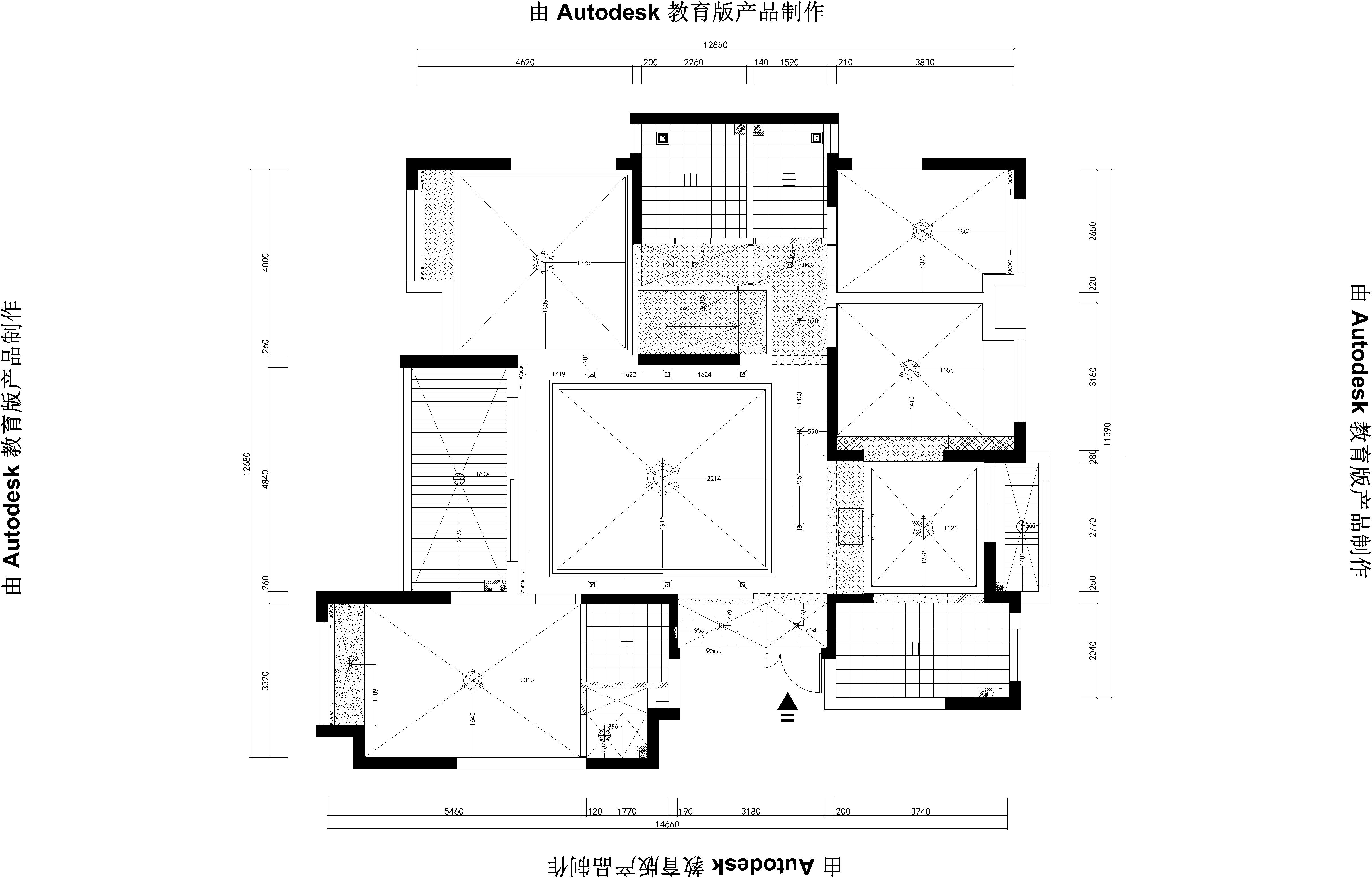 施工图-天花布置图/造型尺寸图/灯具开线图.